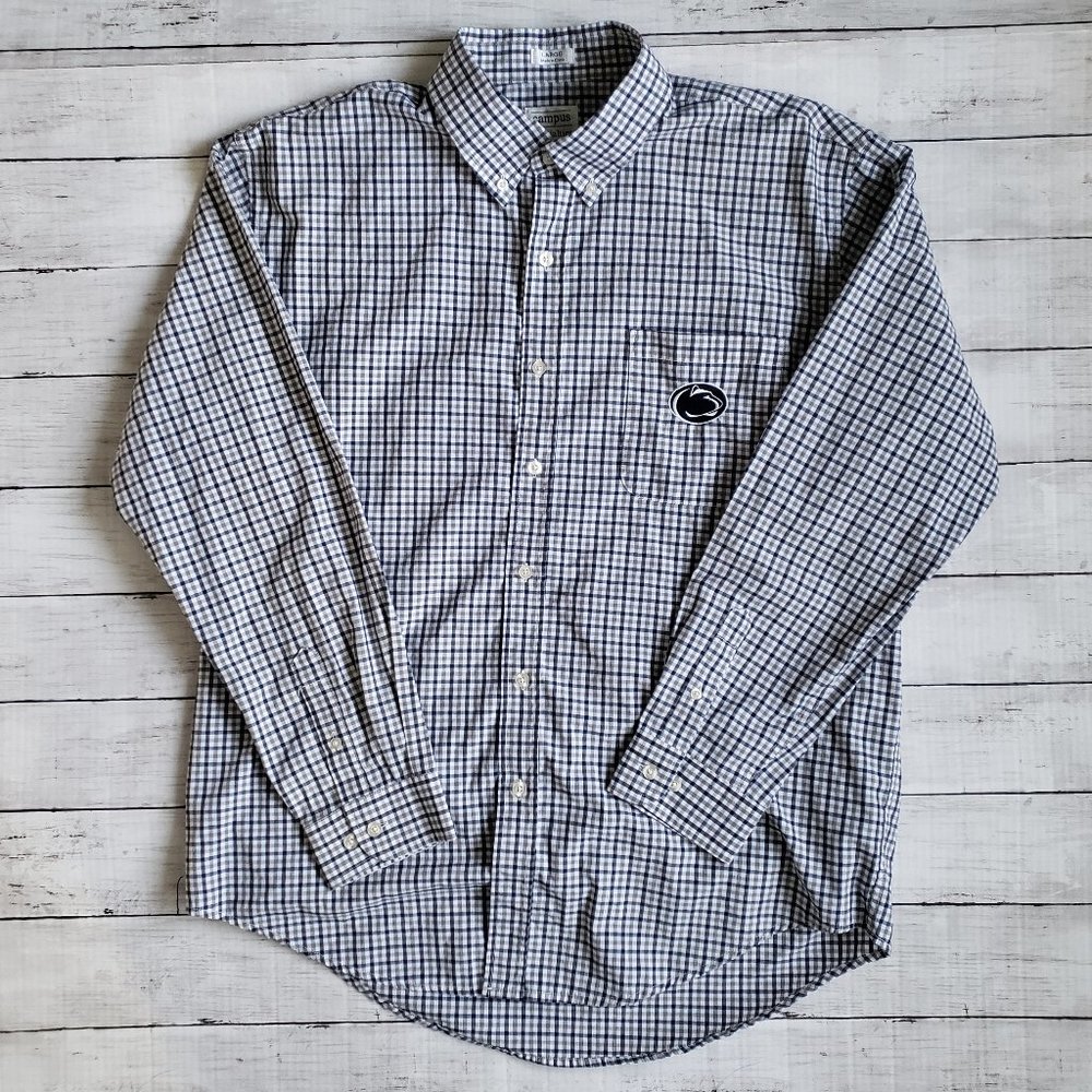 Campus Specialties PSU PENN STATE Gingham Button-Down Collared Long-Sleeve Shirt